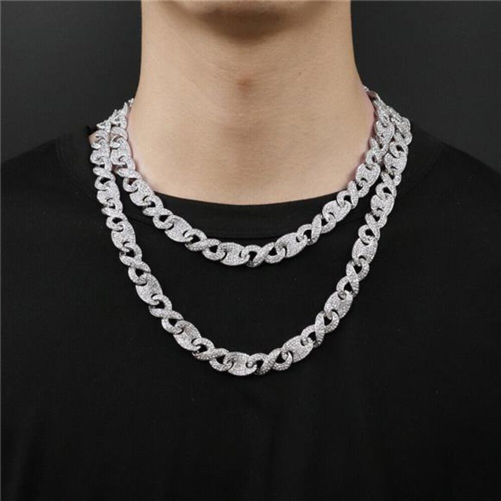 13MM Mens Silver Cuban Link Chain for Hip Hop 8-24 inch Curb Necklace Jewelry - Picture 2 of 6